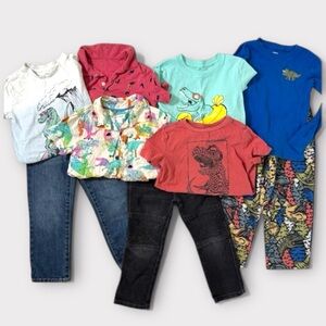 Boys size 4-5 / XS Bundle for Dinosaur Lover, Jeans, Shirts, Pajamas (9 pieces)
